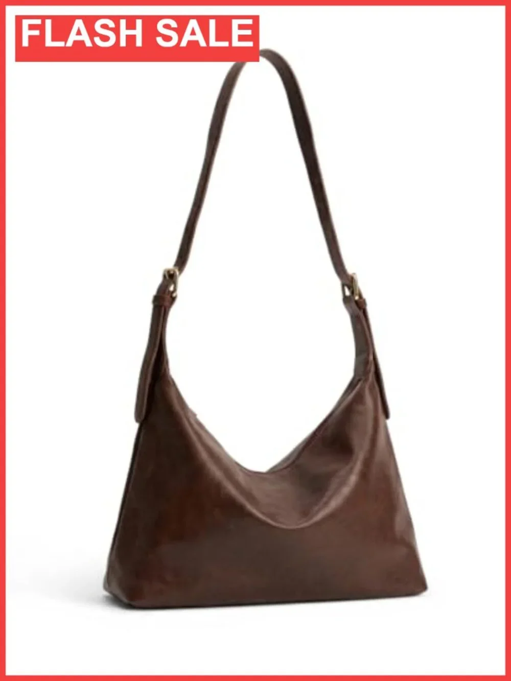 Slouchy Vintage Vegan Leather Hobo Shoulder Bag